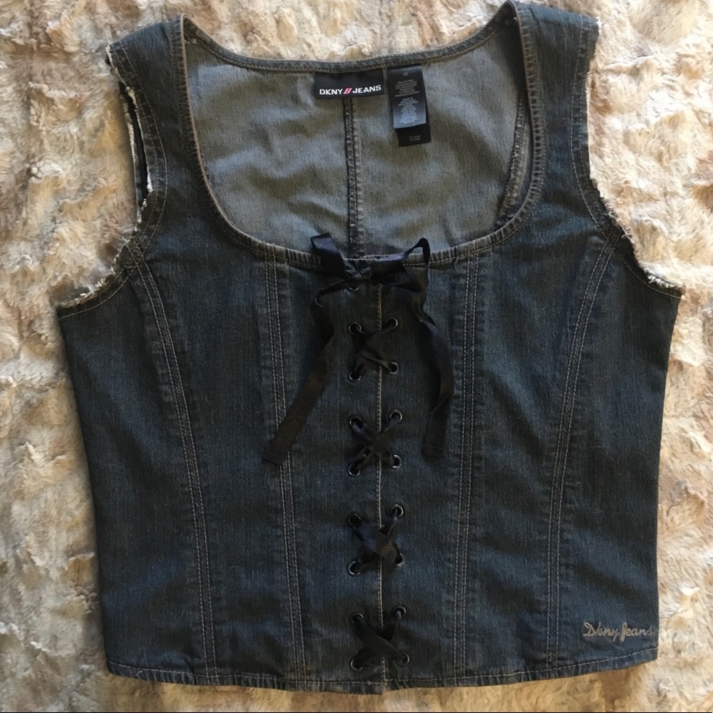 DKNY denim lace up corset